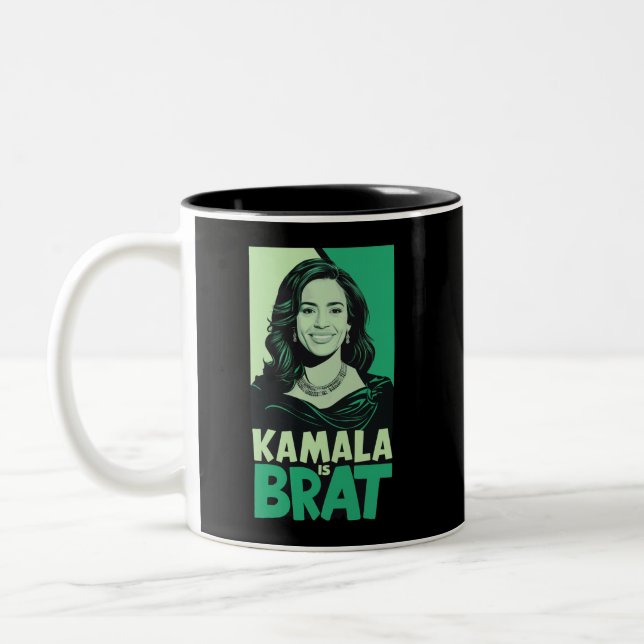 Kamala is Brat Funny Sarcastic Två-Tonad Mugg (Vänster)