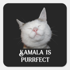Kamala is Purrfect Fyrkantigt Klistermärke