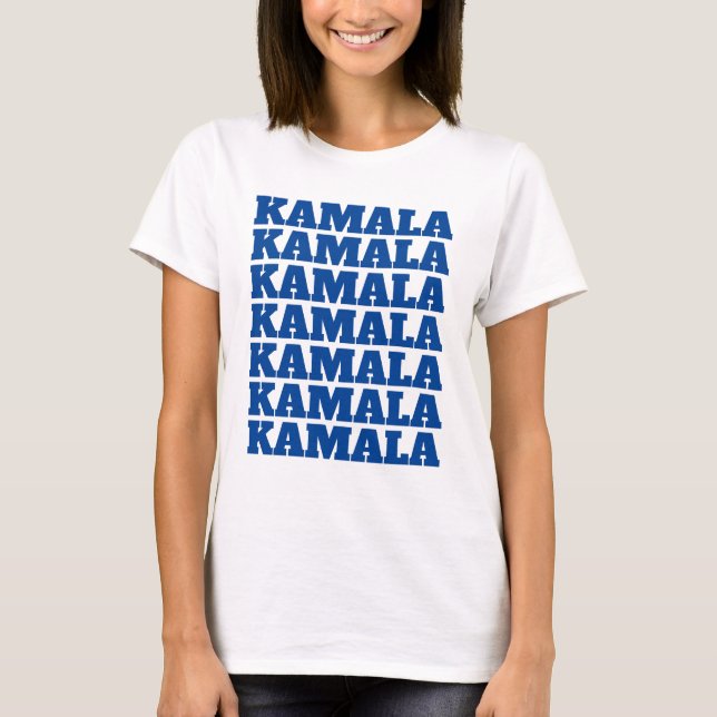 KAMALA KAMALA KAMALA blå demokratisk text T Shirt (Framsida)