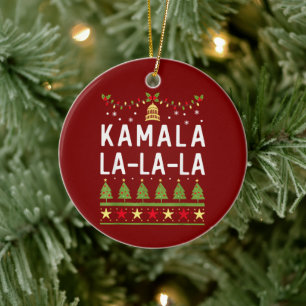 Kamala La La La Funny Harris jul Ugly Julgransprydnad Keramik
