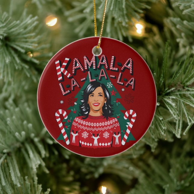 Kamala-la-la-la-Funny jul Kamala Harris Julgransprydnad Keramik (Träd)