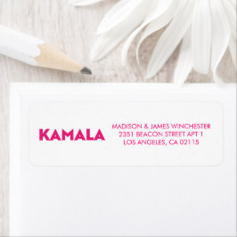 Kamala Modern fet typografi, shock rosa och vit Returadress Etikett