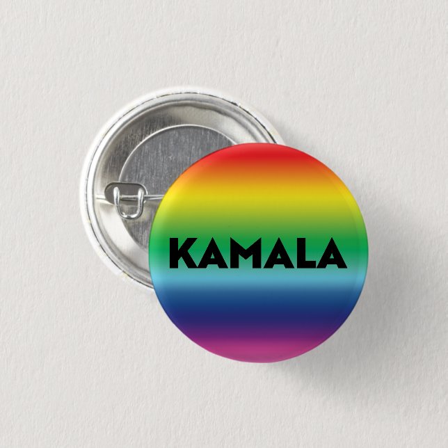 Kamala modern regnbåggradient lgbt gay pride knapp (Framsida & baksida)