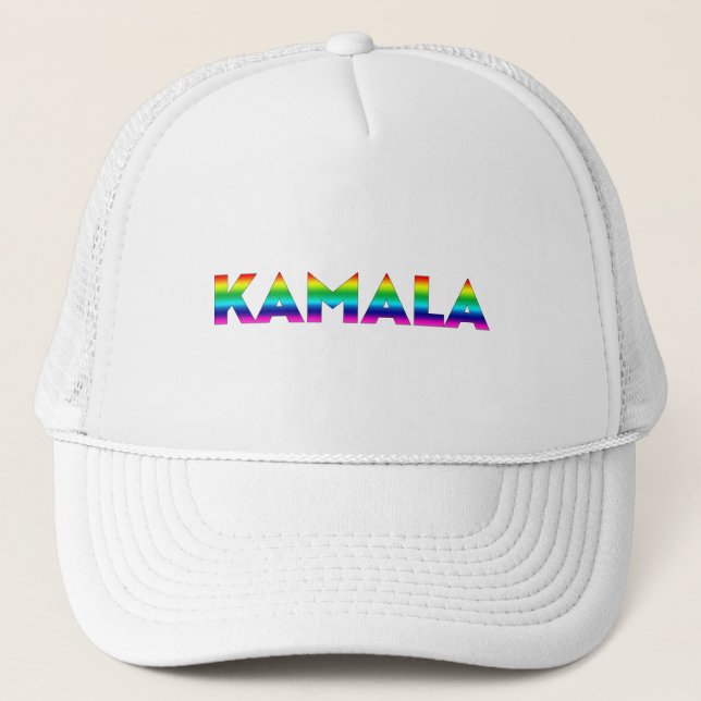 Kamala modern regnbågtypografi lgbt gay pride keps (Framsida)