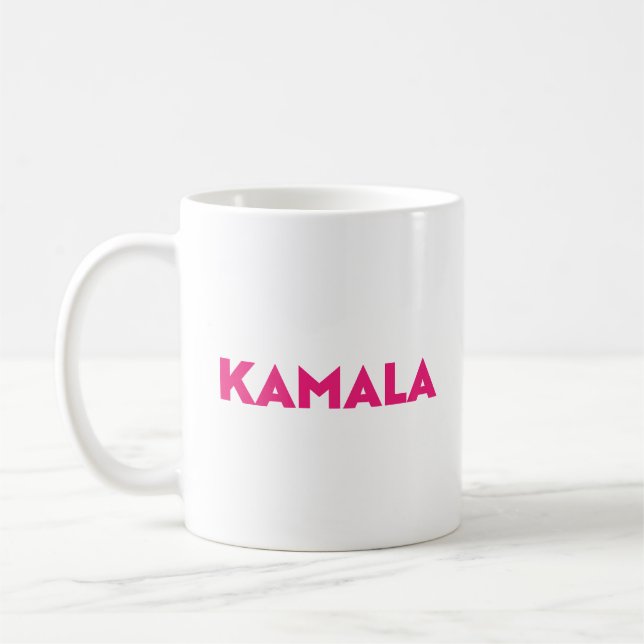 Kamala, modern shock rosa, fet typografi kaffemugg (Vänster)