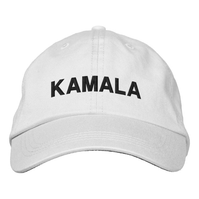 Kamala modern typografi anpassad svart och vit broderad keps (Framsida)