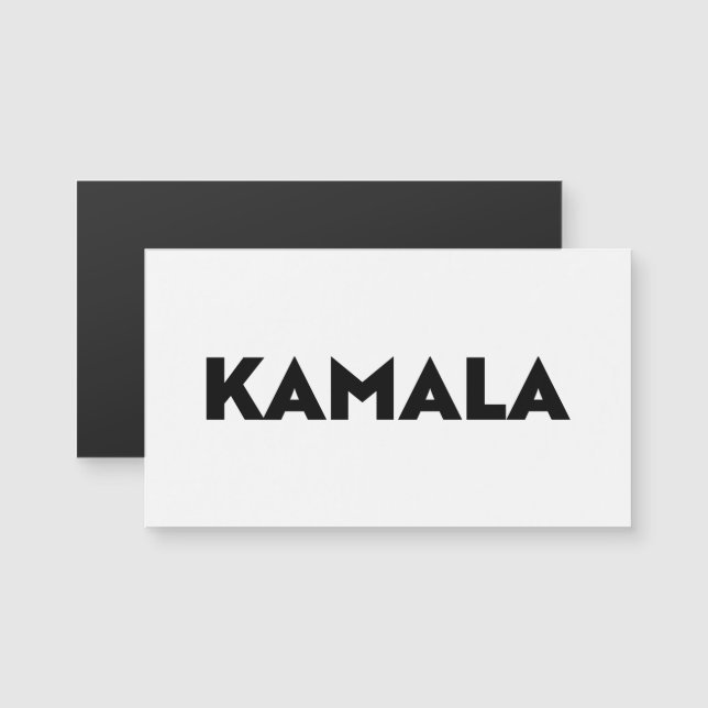 Kamala modern typografi, svartvit magnet (Fram/baksida)