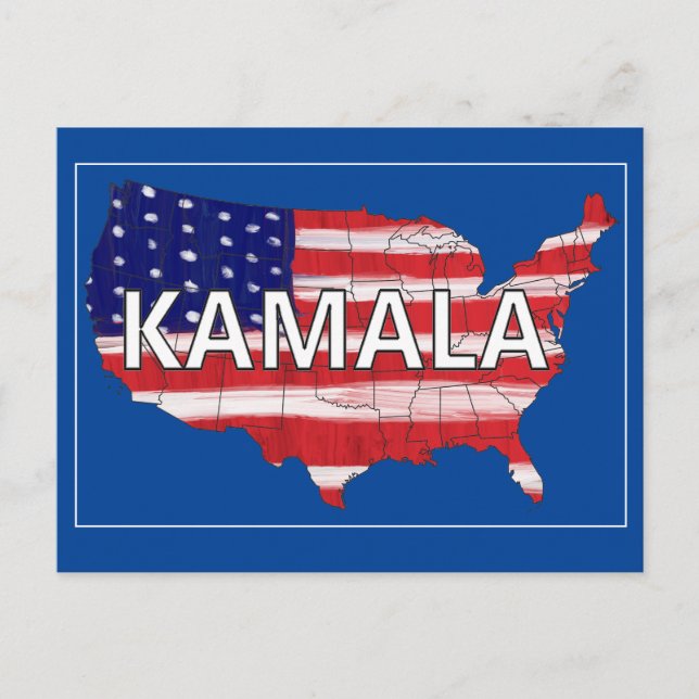 Kamala och Förenta staterna i Flagga Färg Vykort (Framsida)