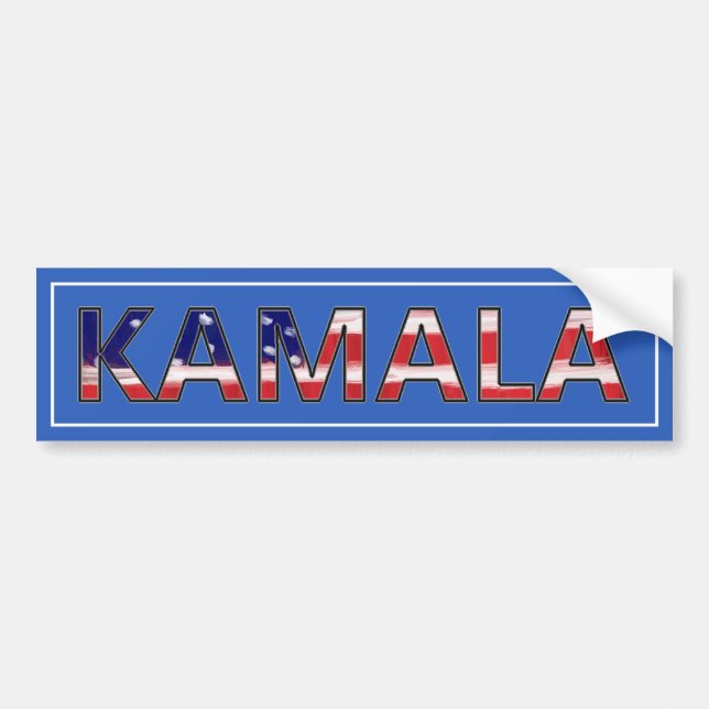 Kamala on Blue med Flagga Bumper Sticker Bildekal (Framsidan)
