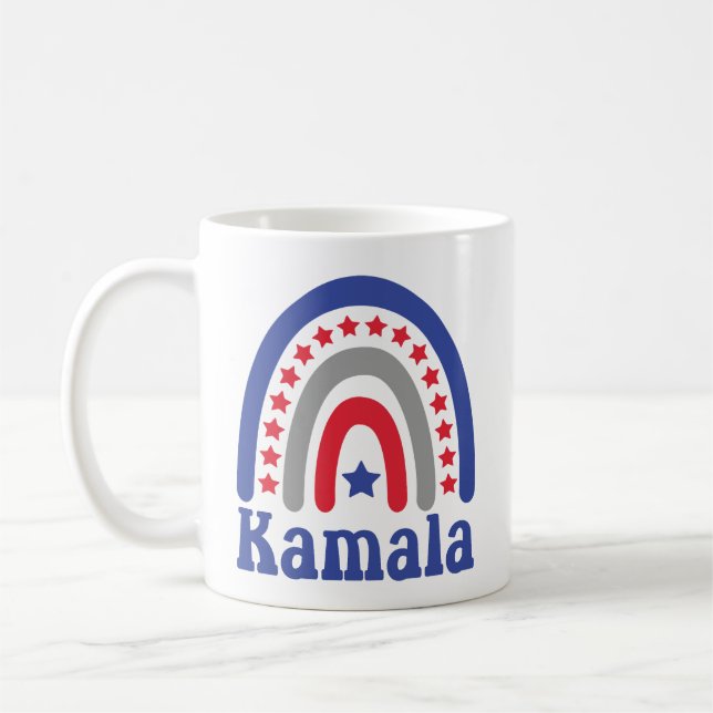 Kamala Policy Boho Patriotic Rainbow Retro Kaffemugg (Vänster)