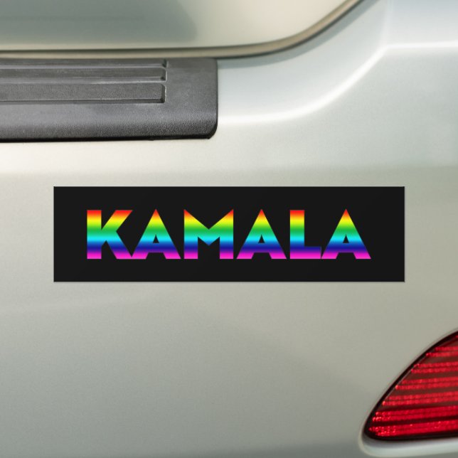 Kamala rainbow typography lgbt gay pride black bildekal (På Bil)