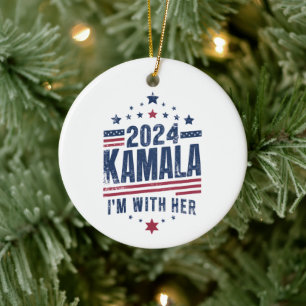 Kamala röstar för 2024 Kamala-Harris Julgransprydnad Keramik
