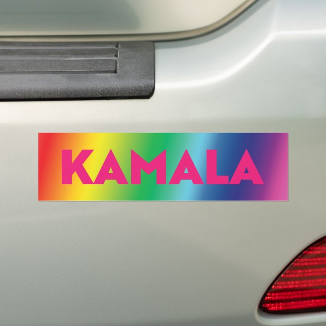Kamala shock rosa typografi, gradient regnbåge, pr bildekal (På Bil)