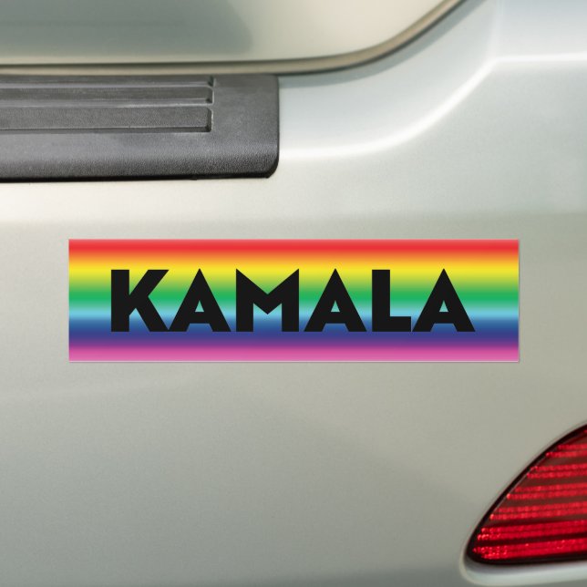 Kamala svarttypography regnbåggradient pride bildekal (På Bil)