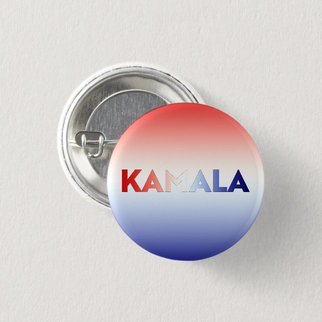 Kamala typografi röd, vit och blå patriotisk knapp (Framsida & baksida)