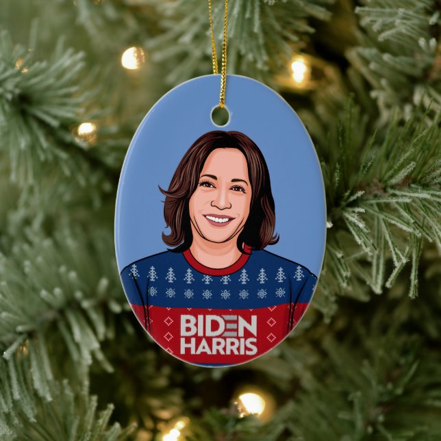 Kamala Ugly Sweater Biden Harris Julgransprydnad Keramik (Träd)