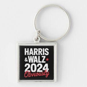 Kamala Walz Uppenbart 2024 Harris Waltz 2024 Fyrkantig Silverfärgad Nyckelring