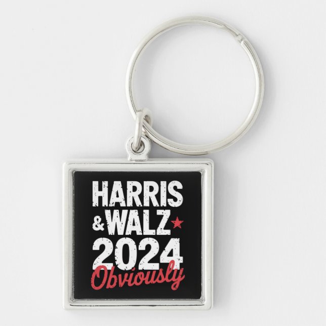 Kamala Walz Uppenbart 2024 Harris Waltz 2024 Fyrkantig Silverfärgad Nyckelring (Framsidan)