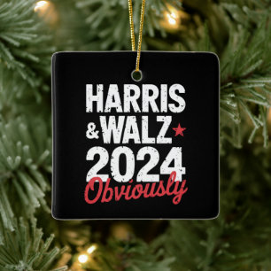 Kamala Walz Uppenbart 2024 Harris Waltz 2024 Julgransprydnad Keramik