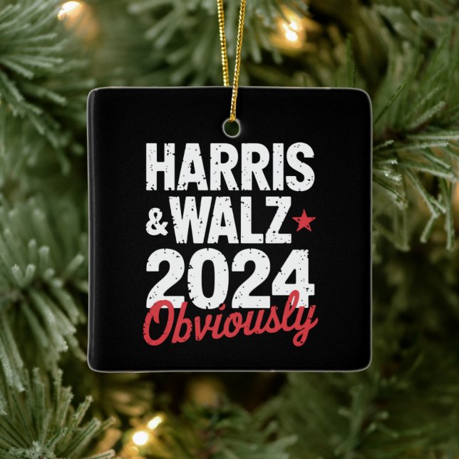 Kamala Walz Uppenbart 2024 Harris Waltz 2024 Julgransprydnad Keramik (Träd)