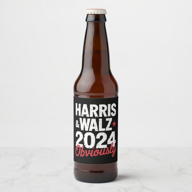 Kamala Walz Uppenbart 2024 Harris Waltz 2024 Ölflaska Etikett (Framsida)