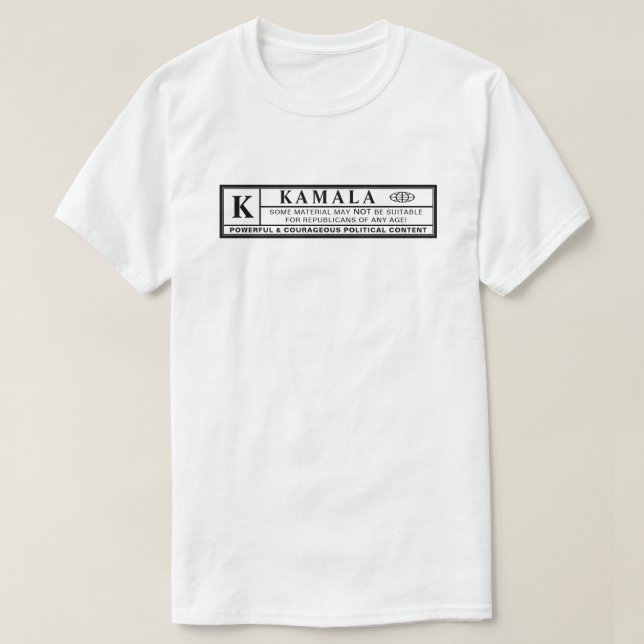 Kamala Warning Label T Shirt (Design framsida)