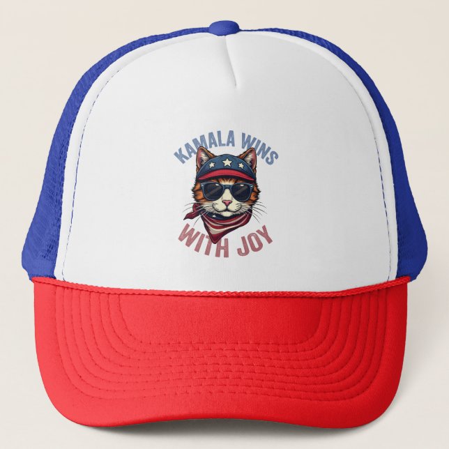 Kamala Wins med Joy Harris Walz Cat dam-valet Keps (Framsida)