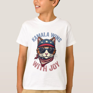 Kamala Wins med Joy Harris Walz Cat dam-valet T Shirt