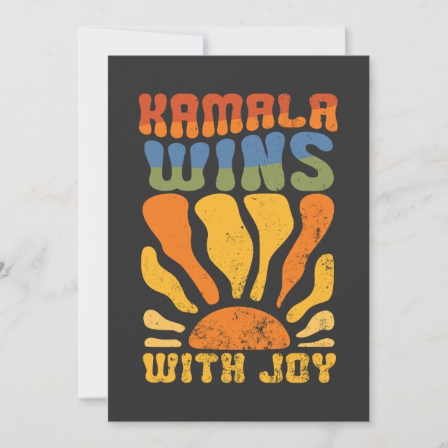 Kamala Wins with Joy Retro Boho Harris Walz Inbjudningar (Framsida)