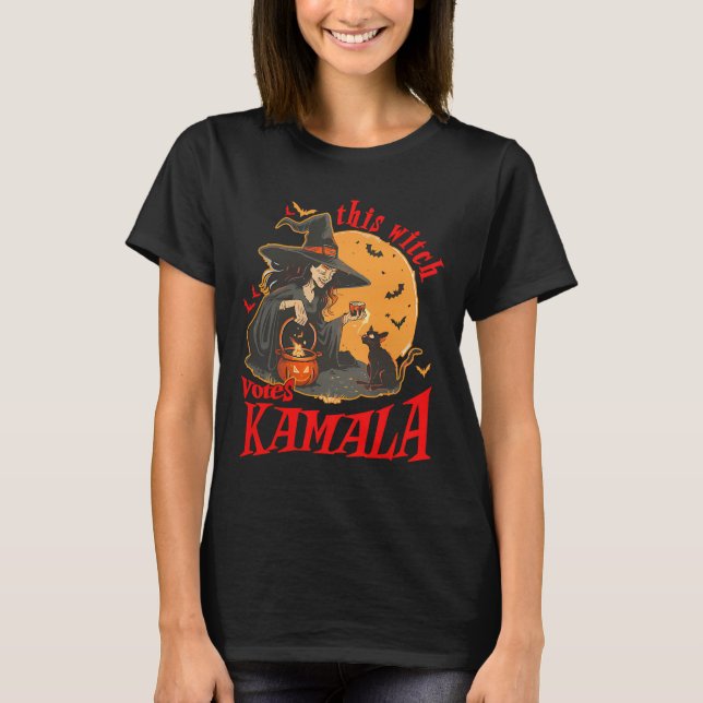 Kamala Witchy Halloween Feminist T Shirt (Framsida)
