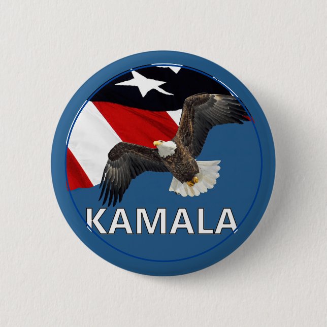 Kamala With Eagle och Flagga Knapp (Framsida)
