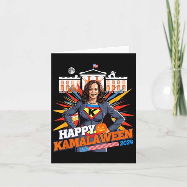 Kamalaween Kamala Harris Halloween Cat Dam Witc Kort (Framsida)