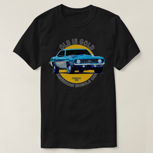 Kamaro ZL1 Amerikansk muskel 60-70-åring är Guld T Shirt (Design framsida)