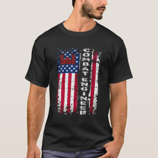 Kambat Ingenjör Distress American Flagga U S Milit T Shirt