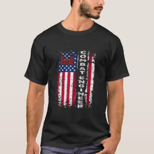 Kambat Ingenjör Distress American Flagga U S Milit T Shirt
