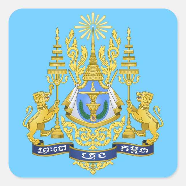 Kambodamemblem Fyrkantigt Klistermärke (Framsida)