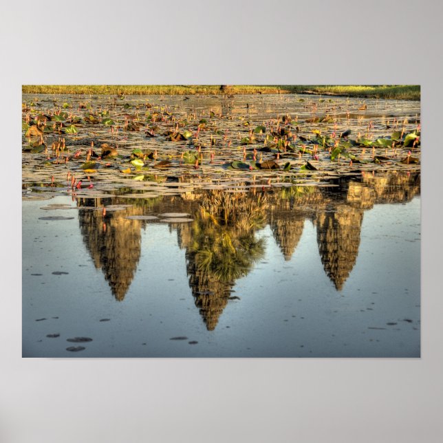 Kambodja, Angkor Wat. Reflex av tempel Poster (Framsidan)
