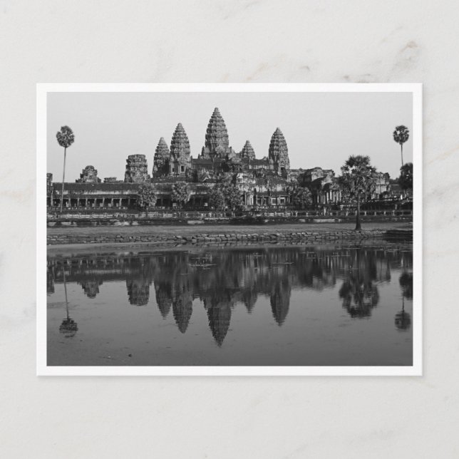 Kambodja| Angkor Wat Travel Photo B&W vykort (Framsida)
