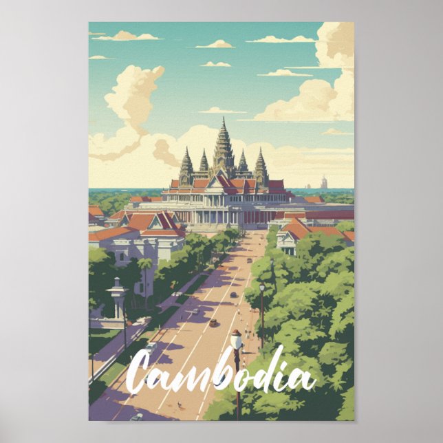Kambodja Berömd Travel Ställe Poster (Framsidan)