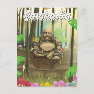 Kambodja Buddah vintage resor poster Vykort