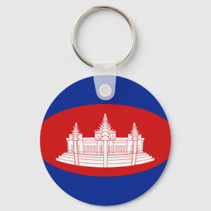 Kambodja Fisheye Flagga Keychain Nyckelring
