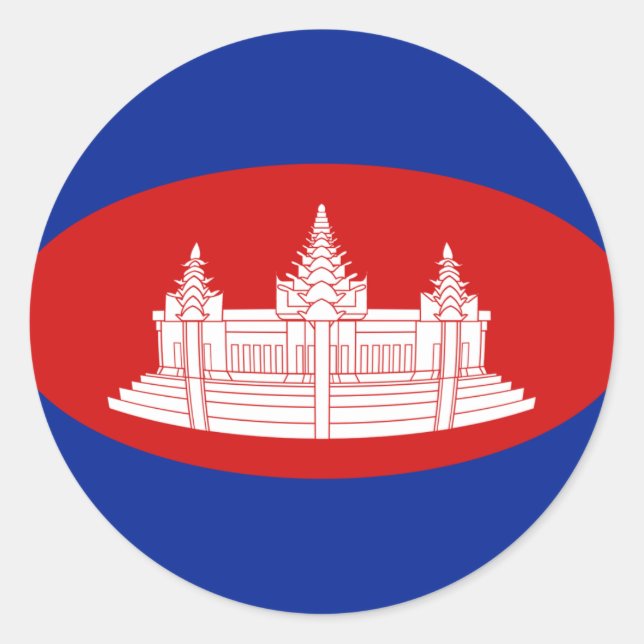 Kambodja Fisheye Flagga Klistermärke (Framsida)