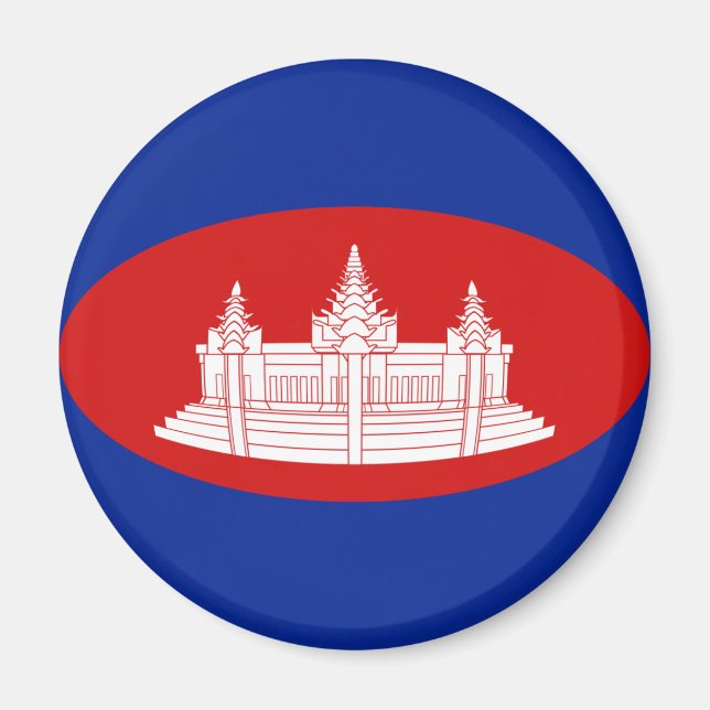 Kambodja Fisheye Flagga Magnet (Framsidan)