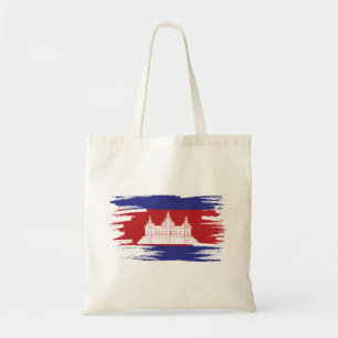 Kambodja Flagga Brush Art Tygkasse
