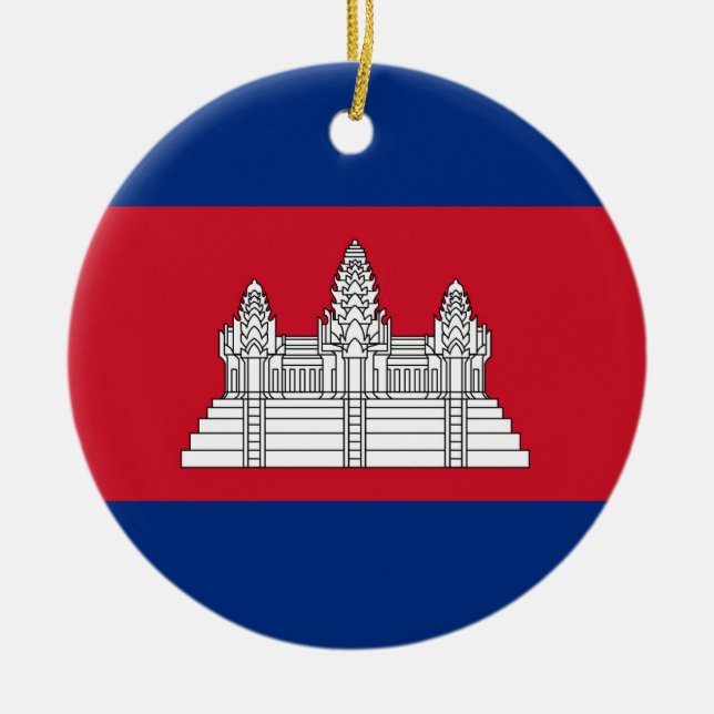 Kambodja flagga julgransprydnad keramik (Framsidan)