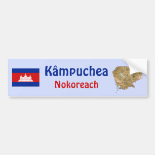 Kambodja Flagga + Kart Dekal