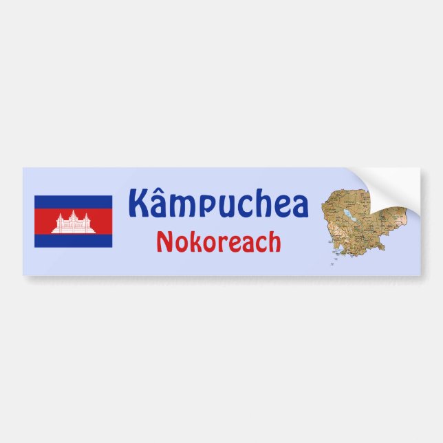 Kambodja Flagga + Kart Dekal (Framsidan)