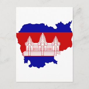 Kambodja Flagga karta KH Vykort