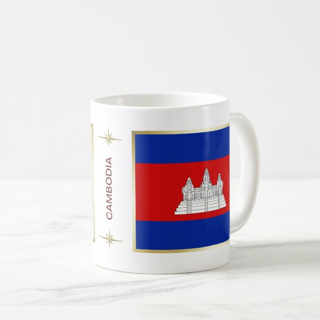 Kambodja Flagga + Kartmugg Kaffemugg (Framsida höger)