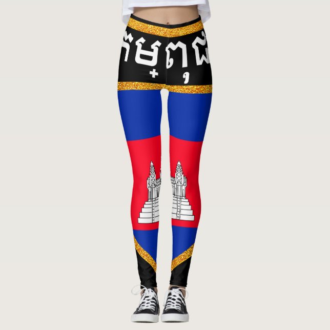 Kambodja Flagga Leggings (Framsida)